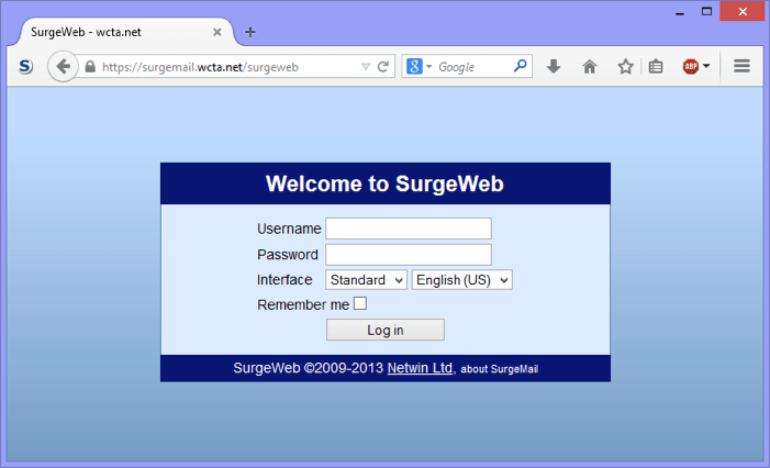 surgemail login page gctel